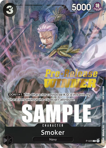 Smoker [Pre-Release] [Winner] [Foil] (One Piece Promotion Cards)(P-025)(PR)
