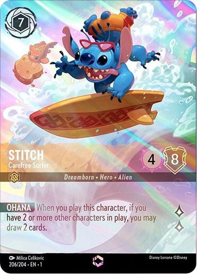 Stitch - Carefree Surfer (Enchanted) - Holofoil (The First Chapter)(1-206/204)(E)
