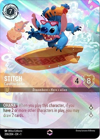Stitch - Carefree Surfer (Enchanted) - Holofoil (The First Chapter)(1-206/204)(E)