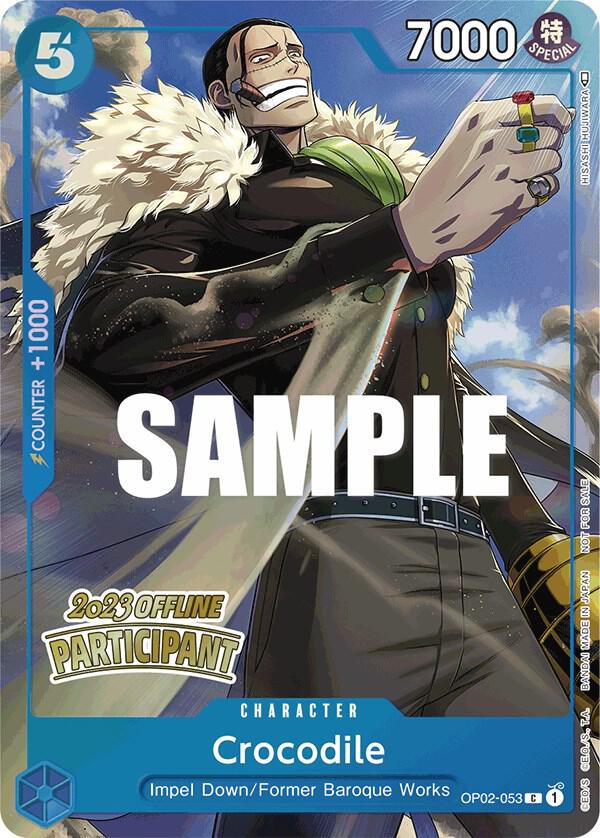 Crocodile [Offline Regional 2023] [Participant] [Foil] (One Piece Promotion Cards)(OP02-053)(PR)