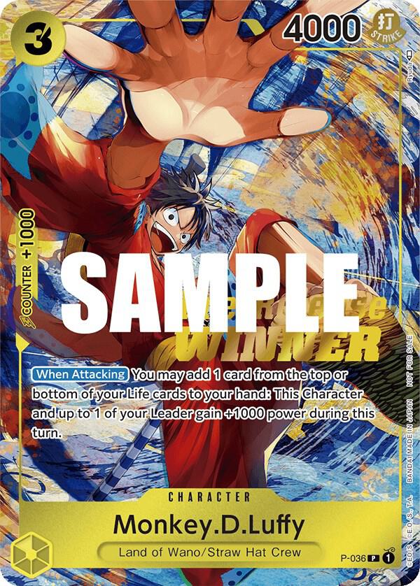 Monkey.D.Luffy [Pre-Release Tournament] [Winner] [Foil] (One Piece Promotion Cards)(P-036)(PR)