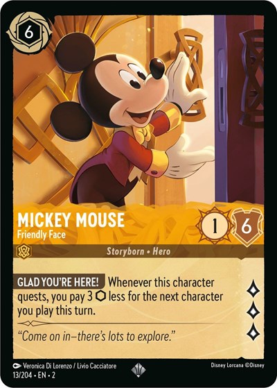 Mickey Mouse - Friendly Face - Cold Foil (Rise of the Floodborn)(2-013/204)(SR)