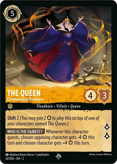 The Queen - Commanding Presence - Cold Foil (Rise of the Floodborn)(2-026/204)(SR)