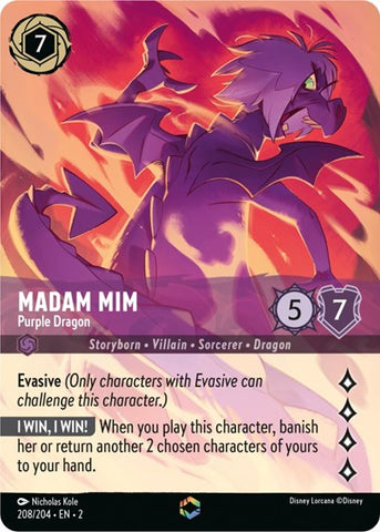 Madam Mim - Purple Dragon (Enchanted) - Holofoil (Rise of the Floodborn)(2-208/204)(E)