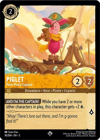 Piglet - Pooh Pirate Captain - Cold Foil (Into the Inklands)(3-016/204)(SR)