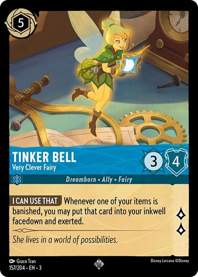 Tinker Bell - Very Clever Fairy - Cold Foil (Into the Inklands)(3-157/204)(SR)
