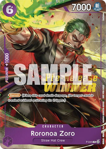 Roronoa Zoro [OP-06 Pre-Release Tournament] [Winner] [Foil] (One Piece Promotion Cards)(P-045)(PR)