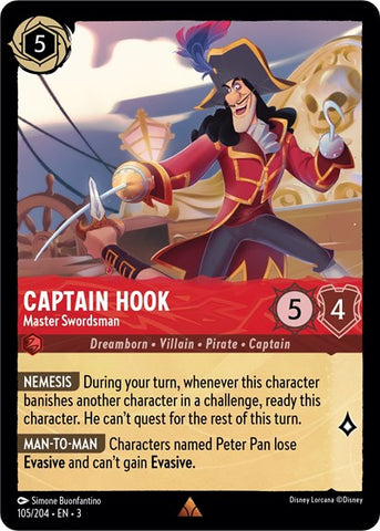 Captain Hook - Master Swordsman - Cold Foil (Into the Inklands)(3-105/204)(R)