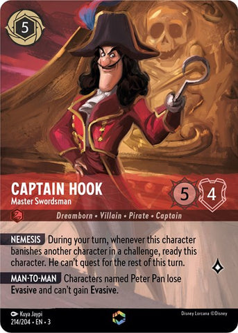 Captain Hook - Master Swordsman (Enchanted) - Holofoil (Into the Inklands)(3-214/204)(E)