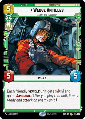 Wedge Antilles, Star of the Rebellion - Foil (Spark of Rebellion)(SOR-100/252)(R)