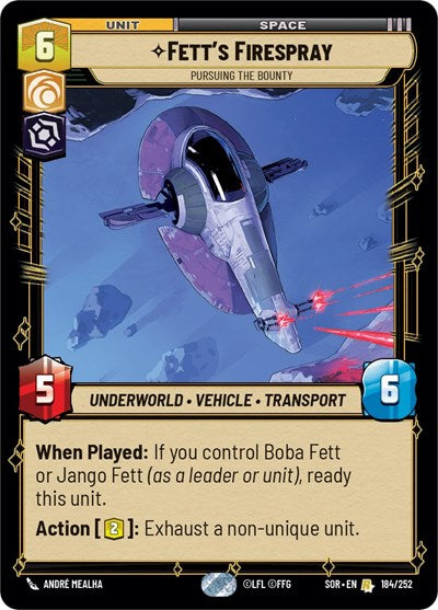 Fett's Firespray, Pursuing the Bounty - Foil (Spark of Rebellion)(SOR-184/252)(R)