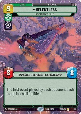 Relentless, Konstantine's Folly - Hyperspace - Foil (Spark of Rebellion)(SOR-353/510)(R)