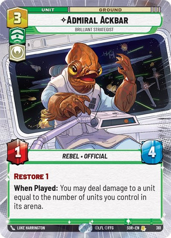 Admiral Ackbar, Brilliant Strategist - Hyperspace - Foil (Spark of Rebellion)(SOR-361/510)(R)