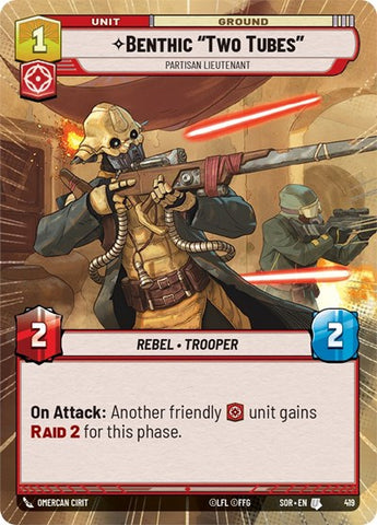 Benthic "Two Tubes", Partisan Lieutenant - Hyperspace - Foil (Spark of Rebellion)(SOR-419/510)(U)