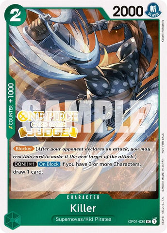 Killer [Judge Pack Vol. 3] [Foil] (One Piece Promotion Cards)(OP01-039)(UC)