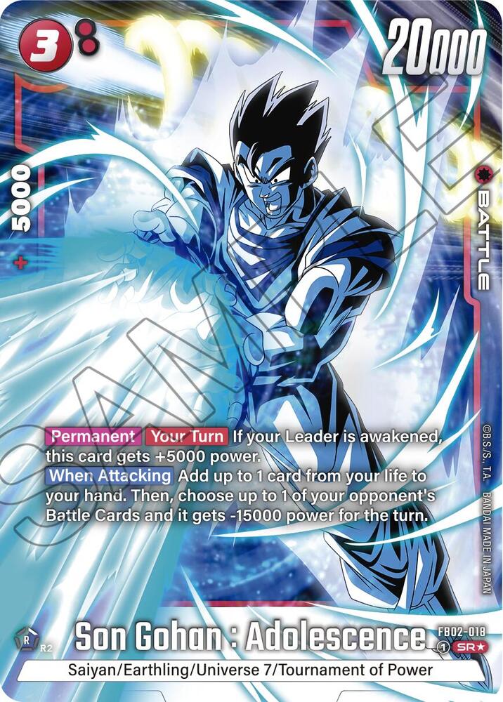 Son Gohan : Adolescence [018] [Alternate Art] [Foil] (FB02-018)(SR)