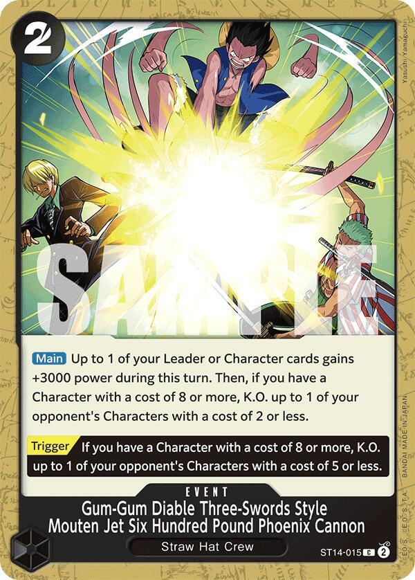 Gum-Gum Diable Three-Swords Style Mouten Jet Six Hundred Pound Phoenix Cannon (Starter Deck 14: 3D2Y)(ST14-015)(C)