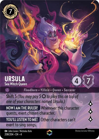 Ursula - Sea Witch Queen (Enchanted) - Holofoil (Ursula's Return)(4-208/204)(E)