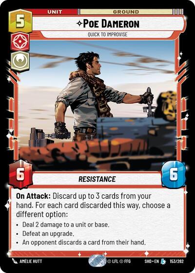 Poe Dameron, Quick to Improvise - Foil (Shadows of the Galaxy)(SHD-153/262)(L)