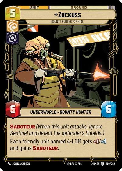 Zuckuss, Bounty Hunter for Hire - Foil (Shadows of the Galaxy)(SHD-190/262)(U)