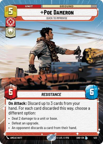 Poe Dameron, Quick to Improvise - Hyperspace - Foil (Shadows of the Galaxy)(SHD-422/522)(L)