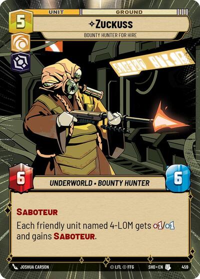 Zuckuss, Bounty Hunter for Hire - Hyperspace - Foil (Shadows of the Galaxy)(SHD-459/522)(U)