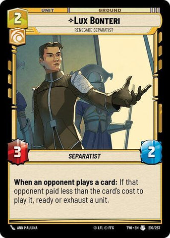 Lux Bonteri, Renegade Separatist (Twilight of the Republic)(TWI-210/257)(U)