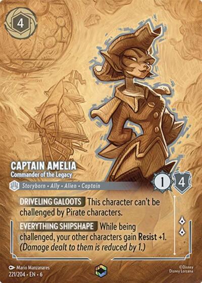 Captain Amelia - Commander of the Legacy (Enchanted) - Holofoil (Azurite Sea)(6-221/204)(E)