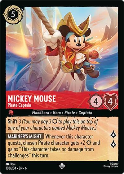 Mickey Mouse - Pirate Captain - Cold Foil (Azurite Sea)(6-103/204)(SR)