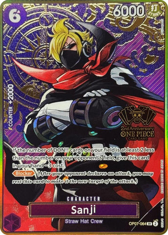 Sanji [One Piece Japanese Version 2nd Anniversary Set] [Foil] (One Piece Promotion Cards)(OP07-064)(SR)