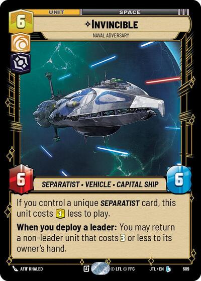 Invincible, Naval Adversary - Foil (Jump to Lightspeed)(JTL-0689/1122)(L)