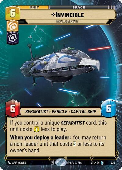 Invincible, Naval Adversary - Hyperspace - Foil (Jump to Lightspeed)(JTL-0925/1122)(L)
