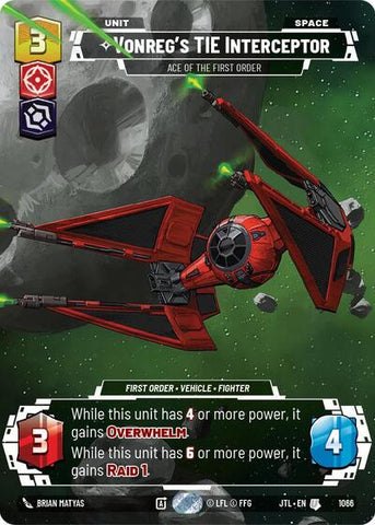Vonreg's TIE Interceptor, Ace of the First Order (Prestige Foil) - Foil (Jump to Lightspeed)(JTL-1066/1122)(U)