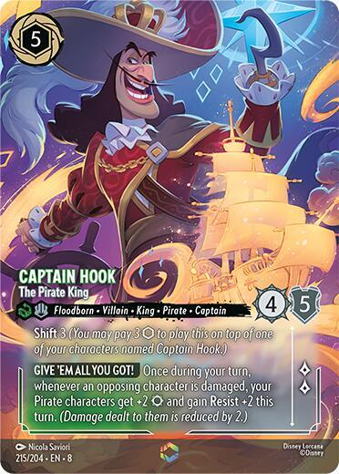 Captain Hook - The Pirate King (Enchanted) - Holofoil (Reign of Jafar)(8-215/204)(E)