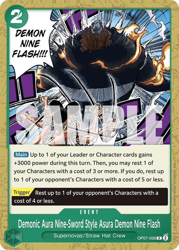 Demonic Aura Nine-Sword Style Asura Demon Nine Flash (Reprint) (Starter Deck 24: GREEN Jewelry Bonney)(OP07-036)(R)