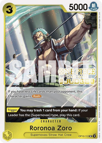 Roronoa Zoro [Judge Pack Vol. 6] [Foil] (One Piece Promotion Cards)(OP10-113)(UC)