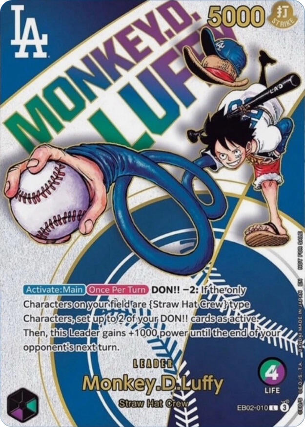 Monkey.D.Luffy (010) [Dodgers x ONE PIECE] [Foil] (One Piece Promotion Cards)(EB02-010)(L)