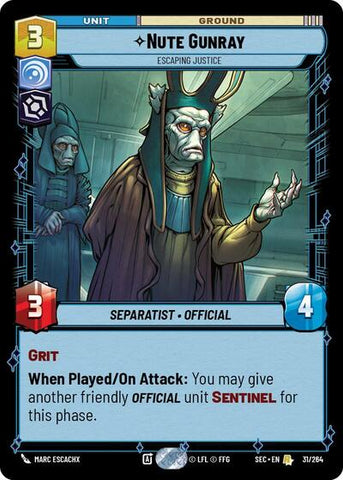 Nute Gunray, Escaping Justice (Secrets of Power)(SEC-031/264)(R)