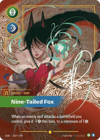 Ahri, Nine-Tailed Fox - Overnumbered - Signature - Foil (Origins)(OGN-303*/298)(O/AA)