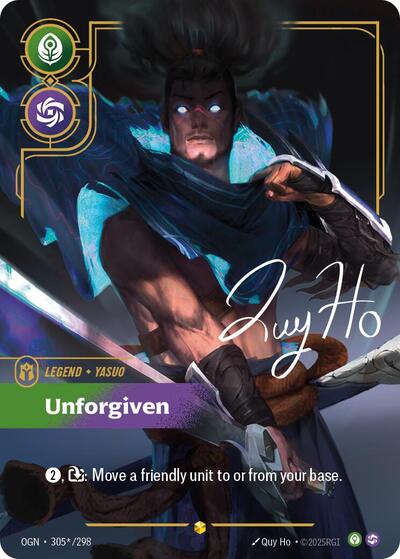 Yasuo, Unforgiven - Overnumbered - Signature - Foil (Origins)(OGN-305*/298)(O/AA)