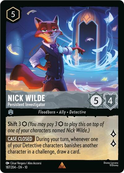 Nick Wilde - Persistent Investigator - Cold Foil (Whispers in the Well)(10-187/204)(R)