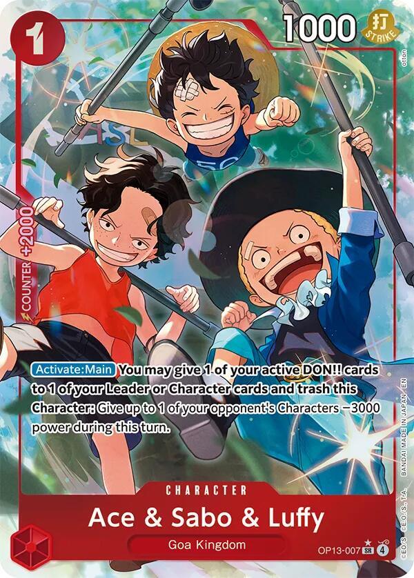 Ace & Sabo & Luffy - Alternate Art - Foil (Carrying On His Will)(OP13-007)(SR)