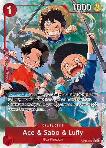 Ace & Sabo & Luffy - Alternate Art - Foil (Carrying On His Will)(OP13-007)(SR)