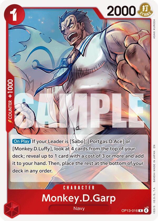 Monkey.D.Garp - Foil (Carrying On His Will)(OP13-016)(R)