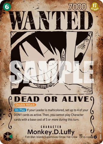Monkey.D.Luffy (118) (Wanted Poster) - Foil (Carrying On His Will)(OP13-118)(SEC)