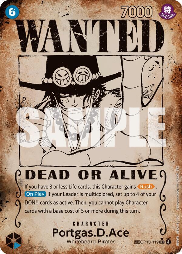 Portgas.D.Ace (119) (Wanted Poster) - Foil (Carrying On His Will)(OP13-119)(SEC)