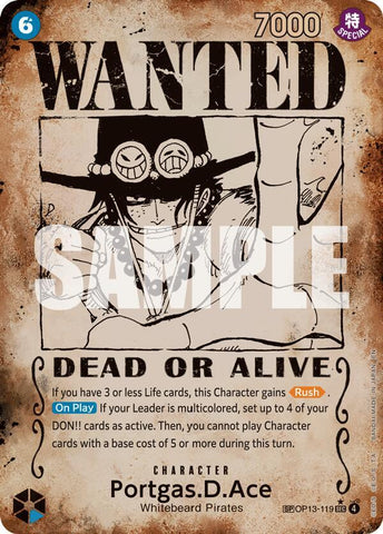 Portgas.D.Ace (119) (Wanted Poster) - Foil (Carrying On His Will)(OP13-119)(SEC)
