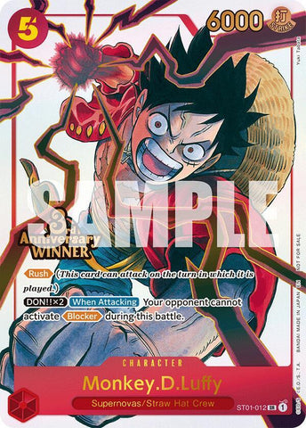 Monkey.D.Luffy - ST01-012 [3rd Anniversary Winner] [Foil] (One Piece Promotion Cards)(ST01-012)(SR)