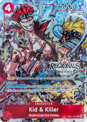 Kid & Killer [CS 25-26 Regionals Textured Chase Promo] [Foil] (One Piece Promotion Cards)(EB01-003)(R)