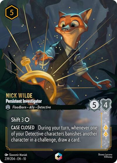 Nick Wilde - Persistent Investigator (Enchanted) - Holofoil (Whispers in the Well)(10-239/204)(E)